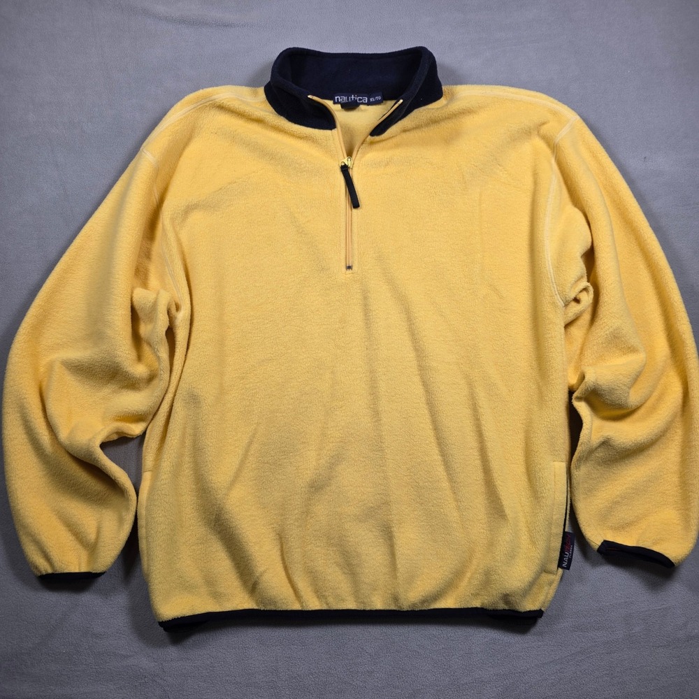 Vintage Nautica Quarter‎ Zip Mens Extra Large Yellow Nautech Fleece